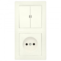 Bylectrica СТИЛЬ Блок (2 выкл. + роз..) СУ инд. беж., (2В-РЦ-699 беж.)