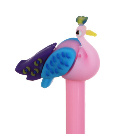 Ручка гелевая синяя, с наконечником в форме павлина, 4 дизайна