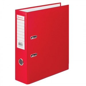 Папка-регистратор BRAUBERG с покрытием из ПВХ, 80 мм, с уголком, красная (удвоенный срок службы), 22