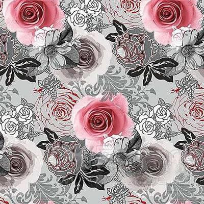 Клеенка 140*20 ДЕКОРАМА 129D (розы серые) ТУРЦИЯ