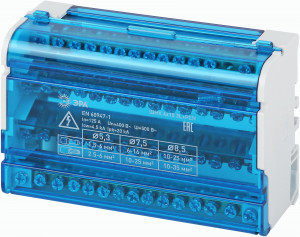 ЭРА шина ШНК 8х12 в корпусе на DIN-рейку (кросс-модуль) 4х15 3L+PEN, 125А NO-224-17 43935