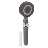 RAIN Лейка для душа, 5 режимов, с массажными зубчиками, фильтр, кнопка стоп, 90мм, графит