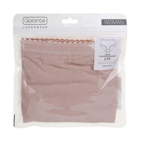 GALANTE Трусы женские макси с высокой талией, р.54, 95%хлопок, 5%спандекс, бежевый, НБ25-13