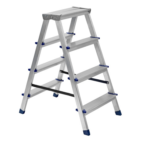 Стремянка двусторонняя 4 ступени, алюминиевая, Сибртех
