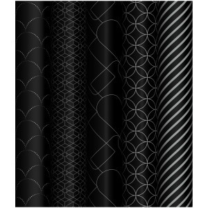 Упаковочная бумага глянц. 70*100см, MESHU "Pattern on black", 80г/м2, ассорти 5 дизайнов Арт.358115
