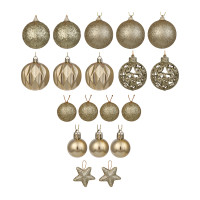 СНОУ БУМ Набор шаров и украшений 19 шт, 3см и 6см, золотой
