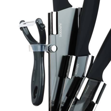 SATOSHI Орис Набор ножей 5пр Ножи 8,9см; 12,7см; 20,3см, овощечистка, подставка для ножей