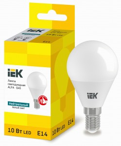 IEK шар G45 E14 10W(900lm) 4000К 4K 83х45 матов. ALFA LLA-G45-10-230-40-E14