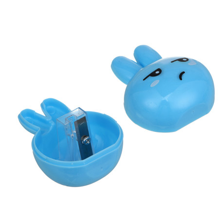 Точилка с контейнером в форме зайчика, 1 отверстие, пластик, металл, 5х3,5 см, 3 дизайна