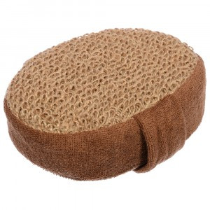 Мочалка из рами, объемная, овальная с хлопком, 10х15х5 см Банные штучки