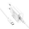 hoco. Комплект зарядное устройство с кабелем модель C109A, USB-С 20W PD, каб C-C 1м, цвет: белый