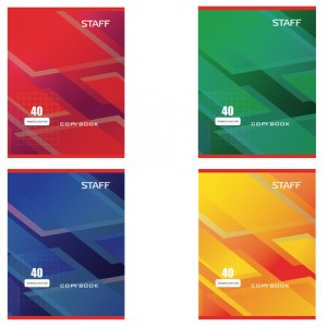 Тетрадь 40л. STAFF, Эконом, офсет №2, 60 г/м2, клетка, обложка мелов. карт., "Стандарт", 402644