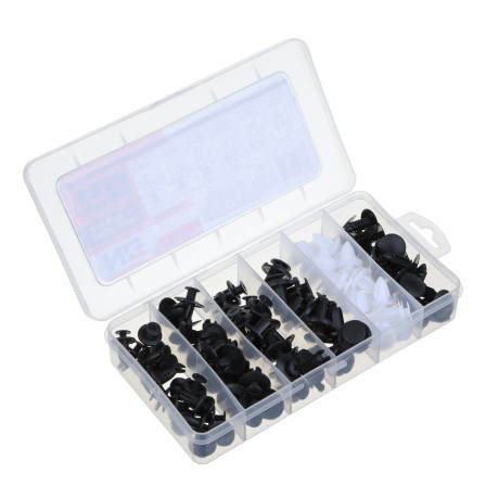 ЕРМАК Набор клипс для авто, пластиковый кейс, 100шт