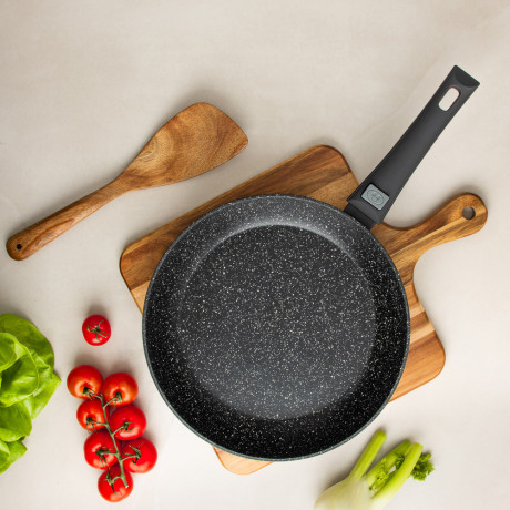 SATOSHI Оникс Сковорода литая d28см, антипригарное покрытие "мрамор", съемная ручка, индукция