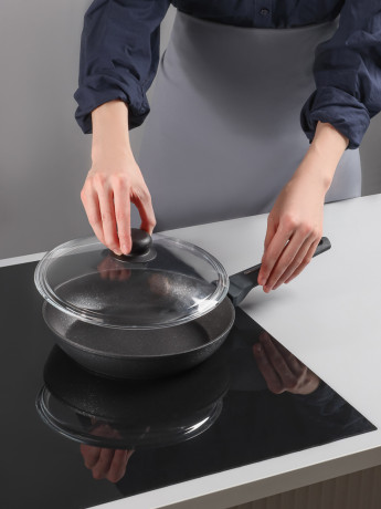 SATOSHI Крышка стеклянная безободковая с ручкой 24см