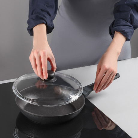 SATOSHI Крышка стеклянная безободковая с ручкой 24см