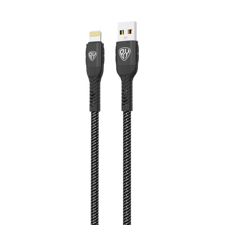 BY Кабель для зарядки Silky iP, 1м, Быстрая зарядка 2.4А, 12W, тканевый, черный
