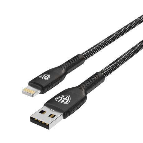 BY Кабель для зарядки Silky iP, 1м, Быстрая зарядка 2.4А, 12W, тканевый, черный