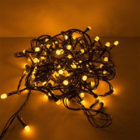 Гирлянда-нить "Минишарики" 100LED желтый 9м., 8реж., провод зеленый SE-MINI-110Y Funray