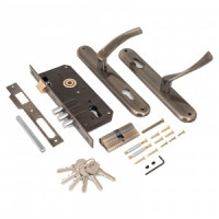 Замок врез с руч 0203 AB ст.бронза м/о 85мм, 3риг, мц 68мм, 6кл АЛЛЮР