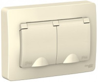 Systeme Electric BLANCA блок(роз. 2 мест. 16А) СУ молоч.(земля, штор., крыш, IP44) 2BLNRS441122(5!)