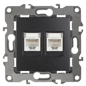 ЭРА 12 мех. роз. комп. СУ 2 мест. RJ45, антрацит, автоклеммы 12-3108-05 1124