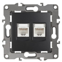 ЭРА 12 мех. роз. комп. СУ 2 мест. RJ45, антрацит, автоклеммы 12-3108-05 1124