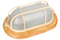 Camelion 1401D дерево/Клен св-к влагозащит. баня/сауна 120° IP54 60W E27 овал решетка НБП 04-60-0012