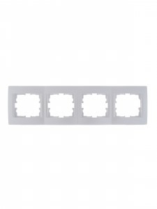 Lezard KARINA рамка 4 мест. (горизонт.) б/вст жемчужно-бел. перламутр (ABS) 707-3000-149