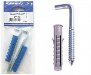 Шуруп-костыль удлиненный 8*120 с дюбелем 12 (2 шт BL) (цена за уп) НАКРЕПКО 103906