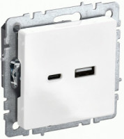 IEK BRITE мех. роз. СУ USB A+C 18Вт РЮ11-1-БрБ бел. BR-U22-018-K01