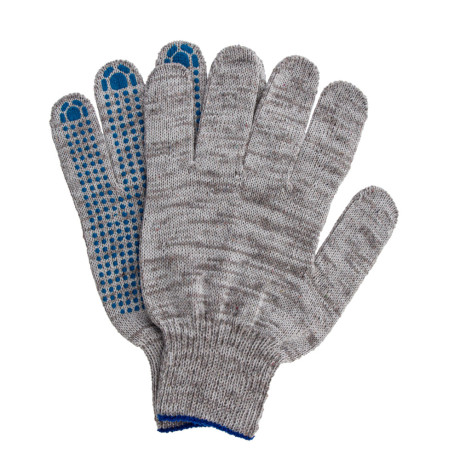 Перчатка х/б, ПВХ покрытие, "Точка", серый меланж, 10 класс