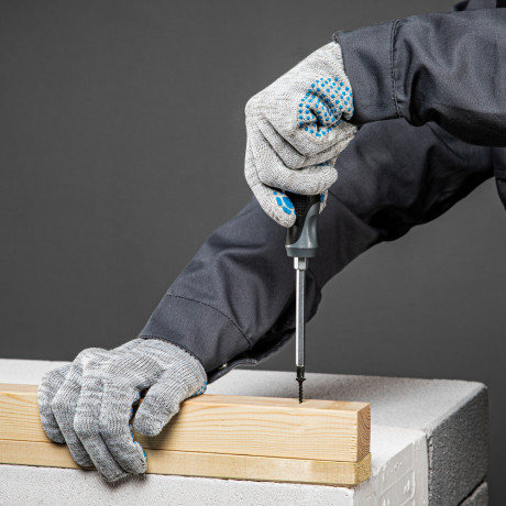 Перчатка х/б, ПВХ покрытие, "Точка", серый меланж, 10 класс