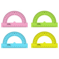 Транспортир 12см, 180° СТАММ, пластиковый, прозрачный, неоновые цвета, ассорти Арт.324008