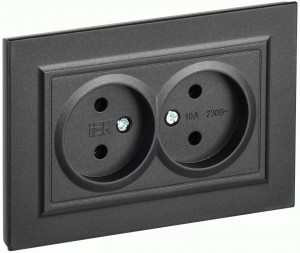 IEK BRITE роз. СУ 2 мест. 10А черный РС12-2-БрЧ BR-R20-10-K02-F