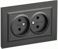 IEK BRITE роз. СУ 2 мест. 10А черный РС12-2-БрЧ BR-R20-10-K02-F