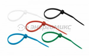 REXANT хомут нейлоновый цветные 2,5х100 (черн. белый, красный, синий, зелен) (25шт) 07-0108-25
