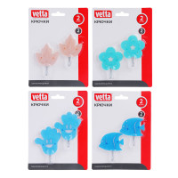 Крючки самоклеящиеся тм VETTA, сталь Q195, полипропилен, акрил, 4 дизайна, 2шт