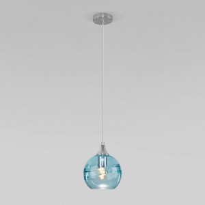 Eurosvet св-к подвесной  Е27 1x40 Вт 200х200х1400 металл голубой/хром Lotus 50221/1 a058965