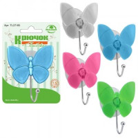 Крючок на присоске &quot;Бабочка&quot; (кратность 6шт!!!), сталь, пластик TL27-65 Мультидом