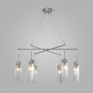 EUROSVET св-к подвес. 6x60W E14 770x770 никель/хруст.прозр. 60163/6  Умный дом Gilian a065758