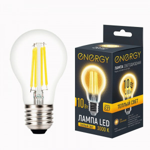 Energy лампа св/д ЛОН А60F E27 10W(880lm) 3000К 2К 65x108 стекло, филамент(нитев) (10!) 109313