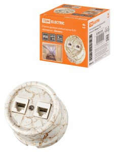 TDM Болонь Розетка двойная компьютерная RJ45 мрамор Ретро SQ1820-0151