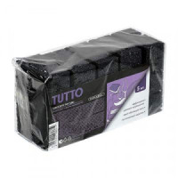 Губки для посуды, поролон/абразив, 95*65*35 мм, 5 шт, черные/Tutto, 17786