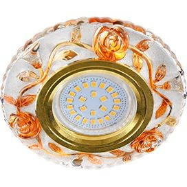 Ecola LD7071 MR16 GU5.3 св-к Круг "Розы" подсветка 4K Янтарь/Золото 25x95 FO16GREFB (10!)