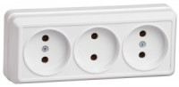 IEK ОКТАВА роз. ОУ 3 мест.  10А белый (корпус ABS) РС23-2-ОБ