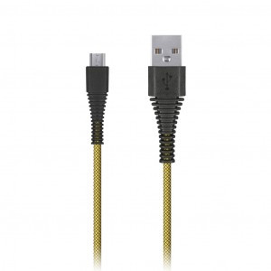 Дата-кабель USB(A)шт. - microUSBшт. Smartbuy, "карбон", прочный,1м, 2А, желтый (iK-10n-2 yellow)