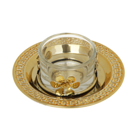 Подсвечник металлический со стеклянным стаканом для одной свечи, 10х10х3 см, арт.1