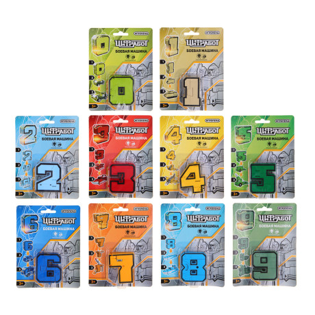 ИГРОЛЕНД Робот - трансформер в виде цифр, ABS, 12,5х16х3см, 10 дизайнов