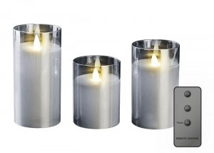 JAZZway св-к св/д декоративный CL7-SET3-sr 3 свечи пульт ДУ серебр (не вх 6xAA) .5018792